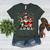 Boston Terrier Christmas Dogs Santa Reindeer Elf Women's Heather T-Shirt Heather Forest