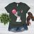 Boston Terrier Dog Blowing Chewing Bubble Gum Pink Women's Heather T-Shirt Heather Forest