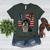 Boston Terrier Patriotic 4th Of July USA American Flag Women's Heather T-Shirt Heather Forest