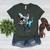 Boston Terrier Riding T-Rex Dinosaur Dog Lover Women's Heather T-Shirt Heather Forest
