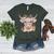 Cute Floral Highland Cow Back To School For Women Teacher Women's Heather T-Shirt Heather Forest