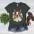 Floral Boston Terrier Women's Heather T-Shirt Heather Forest