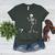Halloween Boston Terrier And Skeleton Women's Heather T-Shirt Heather Forest