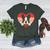 Retro Heart Boston Terrier Dog Vintage Valentine Women's Heather T-Shirt Heather Forest