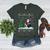 Ugly Christmas Tree Lights Xmas Santa Riding Boston Terrier Women's Heather T-Shirt Heather Forest