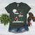 Xmas Lighting Tree Santa Riding Boston Terrier Christmas Women's Heather T-Shirt Heather Forest