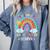 100th Day Of School Rainbow Happy 100 Days Smarter Teacher Comfort Colors Sweatshirt Blue Jean