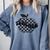 Back To School Checkered Apple Teacher Checkerboard Teacher For Men Women Girls Kids Comfort Colors Sweatshirt Blue Jean