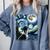 Boston Terrier Dog Art Van Gogh Starry Night Boston Terrier Comfort Colors Sweatshirt Blue Jean