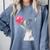 Boston Terrier Dog Blowing Chewing Bubble Gum Pink Comfort Colors Sweatshirt Blue Jean