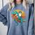 Boston Terrier Dog Riding Dinosaur T Rex Boys Comfort Colors Sweatshirt Blue Jean