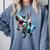 Boston Terrier Riding T-Rex Dinosaur Dog Lover Comfort Colors Sweatshirt Blue Jean