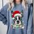 Boston Terrier Santa Christmas Tree Lights Xmas Boys Men Dog Comfort Colors Sweatshirt Blue Jean
