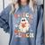 Groovy Halloween Trick Or Teach Retro Floral Ghost Teacher Comfort Colors Sweatshirt Blue Jean