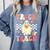 Groovy Teacher Halloween Retro Trick Or Teach Floral Ghost Comfort Colors Sweatshirt Blue Jean