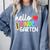 Hello Kindergarten Team Kinder Back To School Teacher Kids Comfort Colors Sweatshirt Blue Jean
