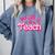 My Job Is Teach Pink Retro Female Teacher Life Women Comfort Colors Sweatshirt Blue Jean