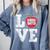 LOVE Kindergarten Teacher Student School Apple Comfort Colors Sweatshirt Blue Jean