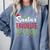 Santa's Favorite Pre-K Teacher Christmas Santa Hat Lights For Men Women Kids Comfort Colors Sweatshirt Blue Jean