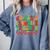 Santas Favorite Teacher Retro Groovy Christmas Xmas Women Comfort Colors Sweatshirt Blue Jean