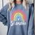 Sé Amable Spanish Bilingual Teacher Be Kind Boho Rainbow Comfort Colors Sweatshirt Blue Jean