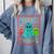 Trick Or Teach Neon Ghost Flower Teacher Spooky Halloween Comfort Colors Sweatshirt Blue Jean