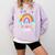 100th Day Of School Rainbow Happy 100 Days Smarter Teacher Comfort Colors Sweatshirt Orchid