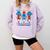 All American Teacher Pencil Coquette Bow USA Flag Teachers Comfort Colors Sweatshirt Orchid