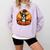 Boston Terrier Bostie Dog Breed Pet Halloween Pumpkins Comfort Colors Sweatshirt Orchid