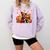 Boston Terrier Thanksgiving Leopard Pumpkins Fall Leaves Comfort Colors Sweatshirt Orchid