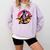 Boston Terrier Wearing A Cowboy Hat On T-Rex Comfort Colors Sweatshirt Orchid