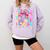 Groovy Teacher Cute Coquette Bow Flower Retro Back To School Comfort Colors Sweatshirt Orchid