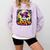 Halloween Boston Terrier Dog Breed With Jack O' Lantern Art Comfort Colors Sweatshirt Orchid