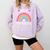 Hello Preschool Teacher Student Girls Rainbow Back To School Comfort Colors Sweatshirt Orchid