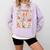 Merry And Bright Christmas Gingerbread Santa Book Teacher Comfort Colors Sweatshirt Orchid