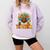 One Thankful Teacher Thanksgiving Turkey Cute Crayon Pencil Comfort Colors Sweatshirt Orchid