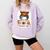 One Thankful Teacher's Aide Messy Bun Thanksgiving Fall Comfort Colors Sweatshirt Orchid