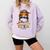 STEM Teacher Messy Bun Fall Vibes Autumn Thanksgiving Men Women Comfort Colors Sweatshirt Orchid