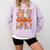 I Teach The Cutest Pumpkins Halloween Fall Teacher Women Comfort Colors Sweatshirt Orchid