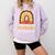 Teach Leopard Rainbow Cute Halloween Costume Teacher Women Comfort Colors Sweatshirt Orchid