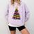 Teacher Crayon Christmas Tree Lights Student School Xmas Comfort Colors Sweatshirt Orchid