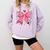 Teaching Is A Work Of Heart Pencil Bow Teacher Valentine Comfort Colors Sweatshirt Orchid