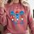 All American Teacher Pencil Coquette Bow USA Flag Teachers Comfort Colors Sweatshirt Crimson