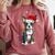 Boston Terrier Christmas Santa Hat Tree Lights Pajama Comfort Colors Sweatshirt Crimson