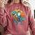 Boston Terrier Dog Riding Dinosaur T Rex Boys Comfort Colors Sweatshirt Crimson