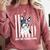 Boston Terrier Papa Cool Dog Lover USA American Flag Men Women Comfort Colors Sweatshirt Crimson