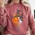 Boston Terrier Pumpkin Jack O Lantern Halloween Comfort Colors Sweatshirt Crimson