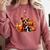 Boston Terrier Thanksgiving Leopard Pumpkins Fall Leaves Comfort Colors Sweatshirt Crimson