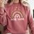 Future Teacher Kids Youth Girls Leopard Rainbow Women Comfort Colors Sweatshirt Crimson