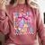 Groovy Teacher Cute Coquette Bow Flower Retro Back To School Comfort Colors Sweatshirt Crimson
